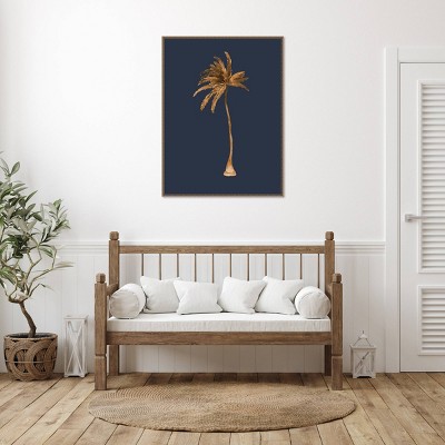 Golden Palm Beaded Bronze Framed Canvas Wall Art, 32" x 42"