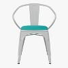 Emma and Oliver Metal Indoor-Outdoor Stacking Chair with Vertical Slat Back, Arms and All-Weather Polystyrene Seat - 3 of 4