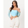 Allegra K Women's Ruched Off Shoulder Push Up Party Mesh Sheer Long Sleeve Corset Crop Top - 3 of 4