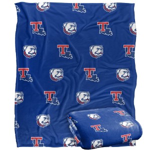 Louisiana Tech University Logo Pattern Silky 50x60 Blanket, 1 Sided - 1 of 4