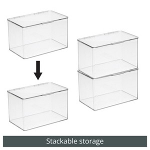 mDesign Plastic Bathroom Vanity Storage Organizer Box, Hinged Lid, Clear - 1 of 4