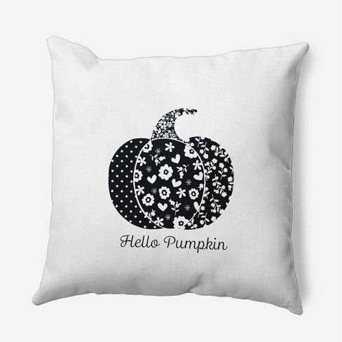 Fall Decor Throw Pillow Covers 18x18 Set of 4, Hello Autumn Pumpkin Black