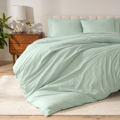 100% Organic Cotton Percale Duvet Cover and Sham Set by Bare Home
