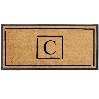 A1HC Natural Coir Monogrammed Doormat 24"x48", Anti-Shed Treated Durable Front Door Mat for Outdoor Entrance