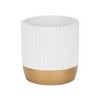 Cheung's Aurone Round Ridged Ceramic Pot with Gold Finished Base - Large - White - 2 of 4