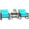 Resenkos 3-Piece Patio Bistro Set,PE Rattan, Rocking Chair with Tempered Glass Table Top, - 3 of 4