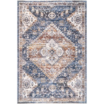Nuloom Addison Oriental/Persian 4x6 Indoor Area Rug for Living Room Bedroom Dining Room Kitchen, Blue/Ivory