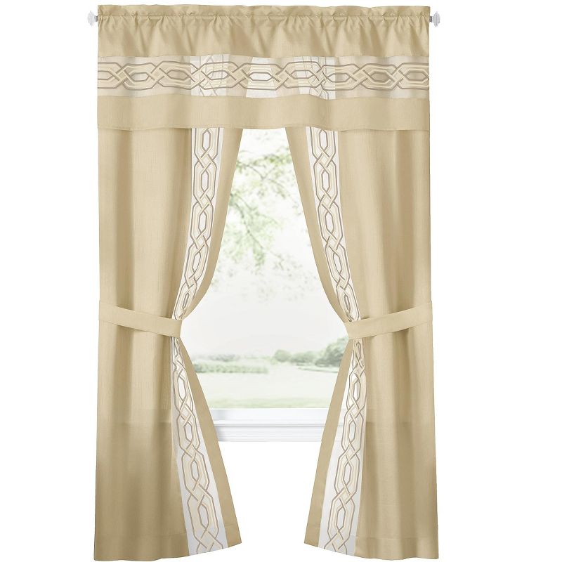 Kate Aurora Pacifico 5 Piece Rod Pocket All In One Attached Semi Sheer Window Curtain Panels & Valance Set, 2 of 3