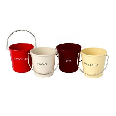 Kitchen Basics Ranch Bucket Set 4/ST Ketchup, Mustard, Mayo, BBQ Sauce - Assorted Colours, Portable Size