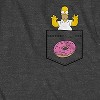 Mens' Bart Simpson Classic Shirt - The Simpsons Homer Donut Faux Pocket Tee - The Simpsons T-Shirt (Charcoal Heather, XX-Large) - 2 of 4