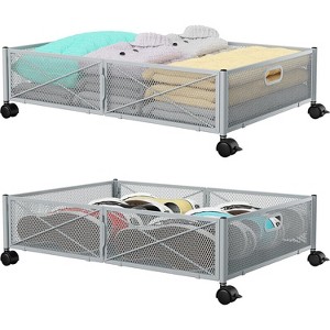 Under Bed Storage with Wheels, Tool-Free Assembly Metal Roll-Out Drawers for Shoes, Clothes & Blankets, Space-Saving Organizer - 1 of 4