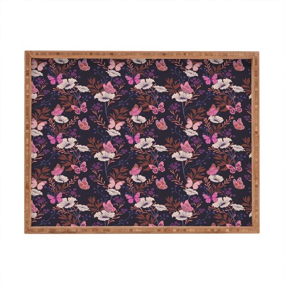 Schatzi Brown Free spirit Butterfly Plum Rectangular Tray - Deny Designs