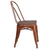 ADILE Metal Stackable Dining Chairs with Wood Seat, Copper - 4 of 4