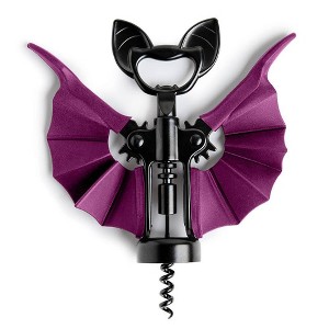 Ototo Vino Bat Corkscrew and Bottle Opener Stainless Steel and Silicone Bar Tool Black/Purple - 1 of 4