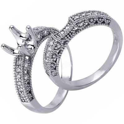 Pompeii3 5/8ct Diamond Engagement Matching Wedding Ring Setting