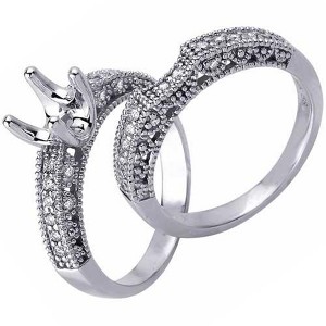 Pompeii3 5/8ct Diamond Engagement Matching Wedding Ring Setting - 1 of 4