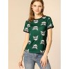Allegra K Women's Cat Contrast Cartoon Print Tee Casual Summer T-Shirt - 3 of 4