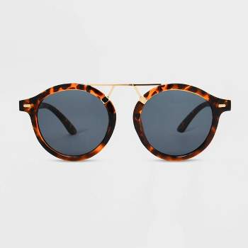 Women's Shiny Plastic/Metal Aviator Sunglasses - Universal Thread™ Brown/Tortoise Print