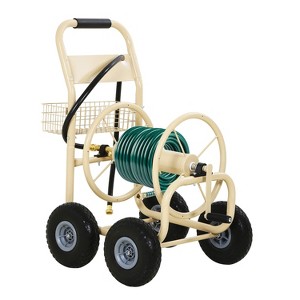 BestMassage Hose Reel Hose Carts Heavy Duty Garden Hose Reel with 4 Wheels Storage Basket - 1 of 4