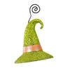 Bethany Lowe 4.5 Inch Witch Hat Green Glitter Halloween Place Card Holder Tree Ornaments - 2 of 3