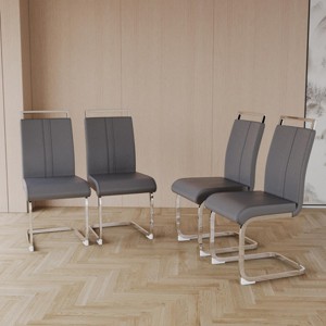 SEVOBAL Dining Chairs Set of 4 Modern PU Faux Leather High Back Chair with C-Shaped Metal Legs Comfortable Dining Seating, Gray, 22.44"*17.12"*38.58" - 1 of 4