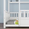 CAVINAS Twin Size Bed Frame, Wooden Bed with House Roof Frame for Children, Floor Platform Bed with Fence Guardrails - 2 of 4