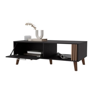 Vynxaria Elegant Coffee Table, Wengue Finish, Door & Open Storage, Two-Shelf Design - 1 of 4
