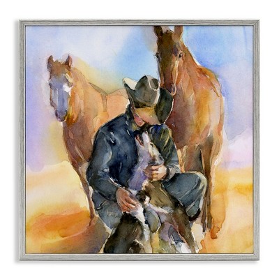 Stupell Industries Cowboy & Animals Watercolor, 24" x 24"
