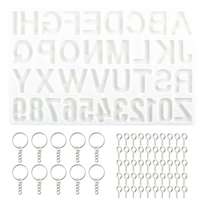 eForCity Alphabet Number Silicone Resin Mold Tray Kit, Epoxy Letters Keychains for Arts and Crafts