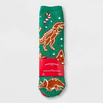 Kids' 2pk Gingerbread Cozy Crew Socks with Gift Card Holder - Wondershop™ Green/Red