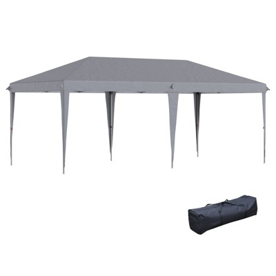 VisioGear 10'*20' Pop Up Canopy Tent, Outdoor Instant Gazebo Sun Shade Shelter for Catering, Wedding, Gray, 230.4"*116.4"*106.8"