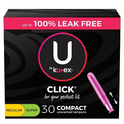 U by Kotex Click Compact Tampons -  Multipack -  Regular/Super -  Unscented - 30ct