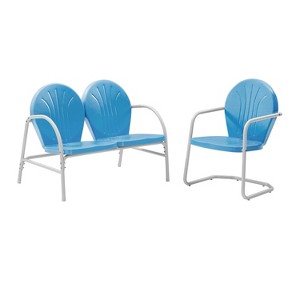 Griffith 2pc Outdoor Seating Set - Blue - Crosley - 1 of 4