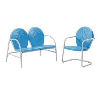 Griffith 2pc Outdoor Seating Set - Blue - Crosley