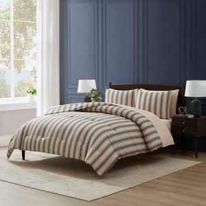 Nestl Comforter Set, 7pc Bed in a Bag, Modern Comforter Sets with Sheets, Striped Design Bed Set - 1 of 4