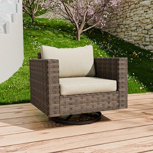 EAGLE PEAK Harbor Haven Wide Wicker Swivel Rocking Chair for Outdoor Patio Cushioned - 1 of 4