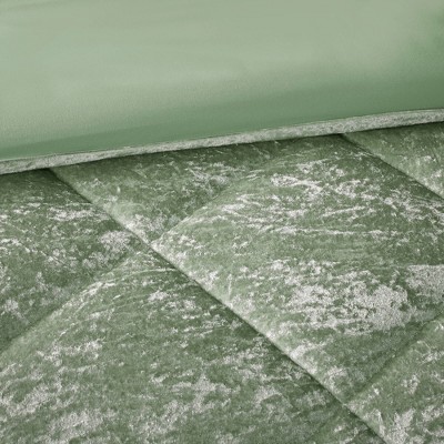 Green Velvet Twin/Twin XL Duvet Cover Set with Decorative Pillow