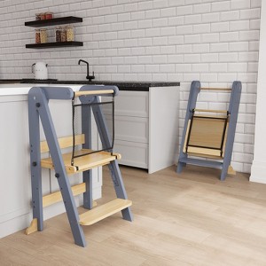 HOMLUX Foldable Toddler Kitchen Step Stool, 3 Adjustable Height