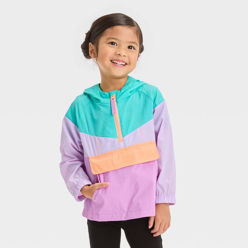 Toddler Girls' Unlined Colorblock Anorak Jacket - Cat & Jack™ Purple, 1 of 5