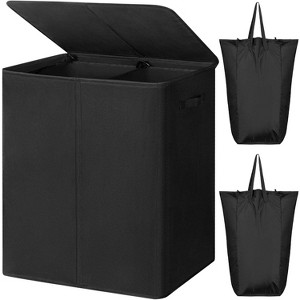 154L Double Laundry Hamper with Lid and Removable Laundry Bags, Large Dirty Clothes Hamper 2 section Collapsible Laundry Basket - 1 of 4
