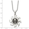 Black Bow Jewelry Stainless Steel Antiqued Saw Blade and Skull Necklace 24 Inch - 4 of 4