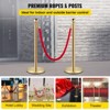 VEVOR Velvet Ropes and Posts, 5 ft/1.5 m Red Rope, Stainless Steel Gold Stanchion with Ball Top, Red Crowd Control Barrier Used for Theaters, Gold - 3 of 4