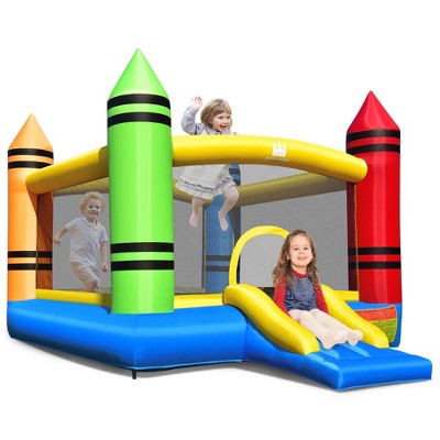 Costway Inflatable Bounce House Kids Jumping Castle w/Slide and Ocean Balls Blower Excluded