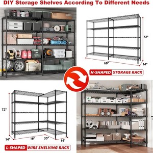 KRISRATE 4/5 Tier Wide Wire Shelving Storage Shelves Metal Closet/garage, 2-in-1 Linear/corner Setup Metal Shelves Heavy Duty w/ Adjustable Shelves - 1 of 4