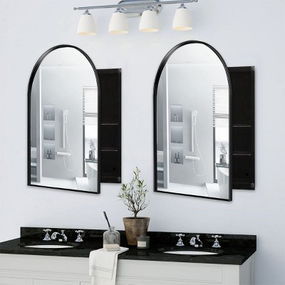 36 X 24 Inch Arch Toilet Mirror Cabinet Recessed Bathroom Cabinet Wall Cabinet With Mirror,Bathroom Vanity Mirror Cabinet Set Of 2-Cuddlewood