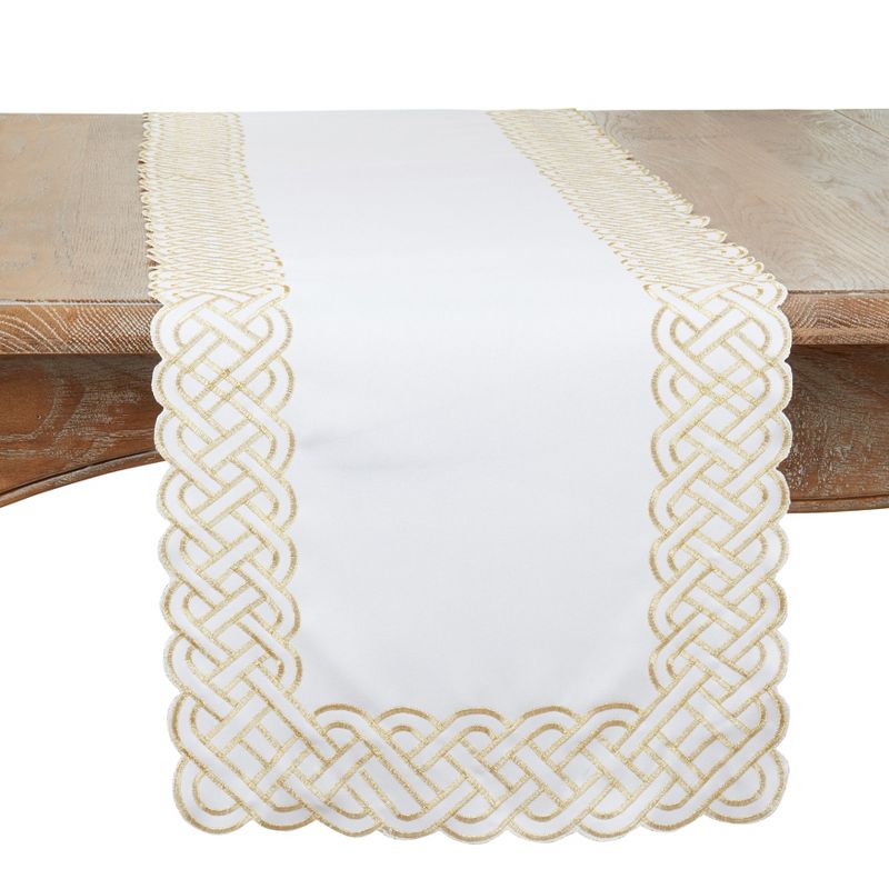 Saro Lifestyle Table Runner with Braid Embroidered Design, 1 of 4