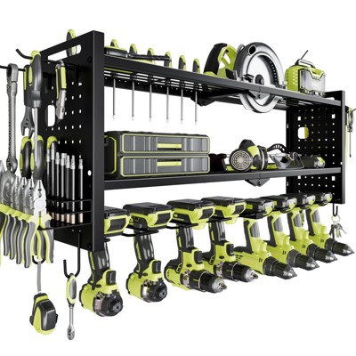 Hausource 3-Tier Power Tool Organizer Shelving Heavy Duty Storage Rack, Black