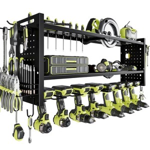 Hausource 3-Tier Power Tool Organizer Shelving Heavy Duty Storage Rack, Black - 1 of 4
