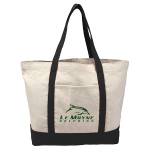 Le Moyne College Primary Logo Canvas Tote Bag With External Pocket, Reusable Shoulder Bag for Shopping, School, Beach, Black - 1 of 4