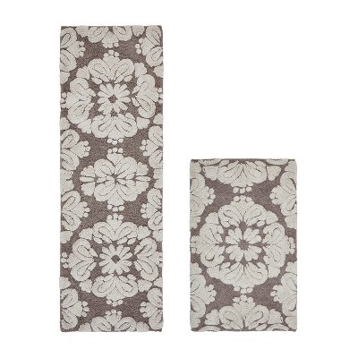 Medallion Collection 2 Piece 100% Cotton Tufted Bathroom Rug Set  with Non-Slip Backing, Machine Washable, Tumble Dry Bath Mat